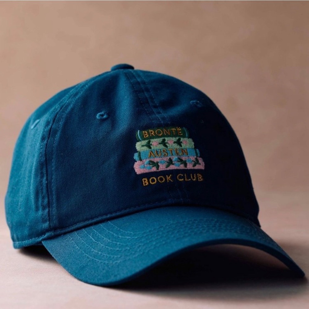 Rifle Paper Co Book Club Navy Blue Embroidered Baseball Cap Bronte Austen NWT - Picture 7 of 8